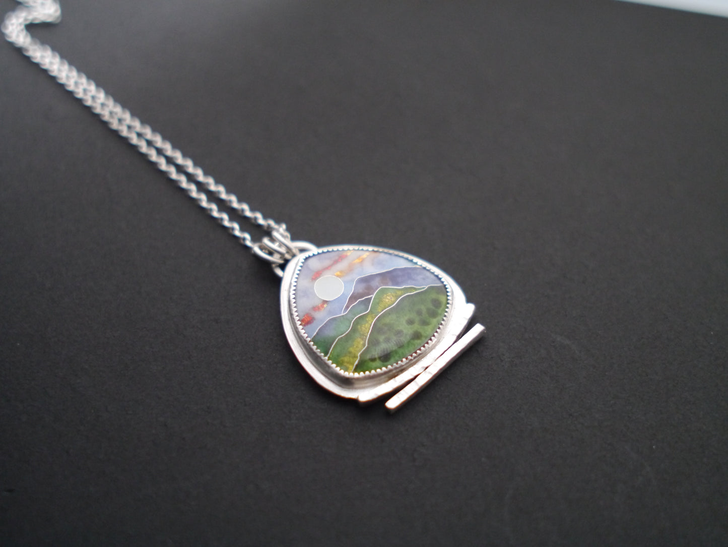 Blue Ridge Mountainscape Cloisonné Pendant