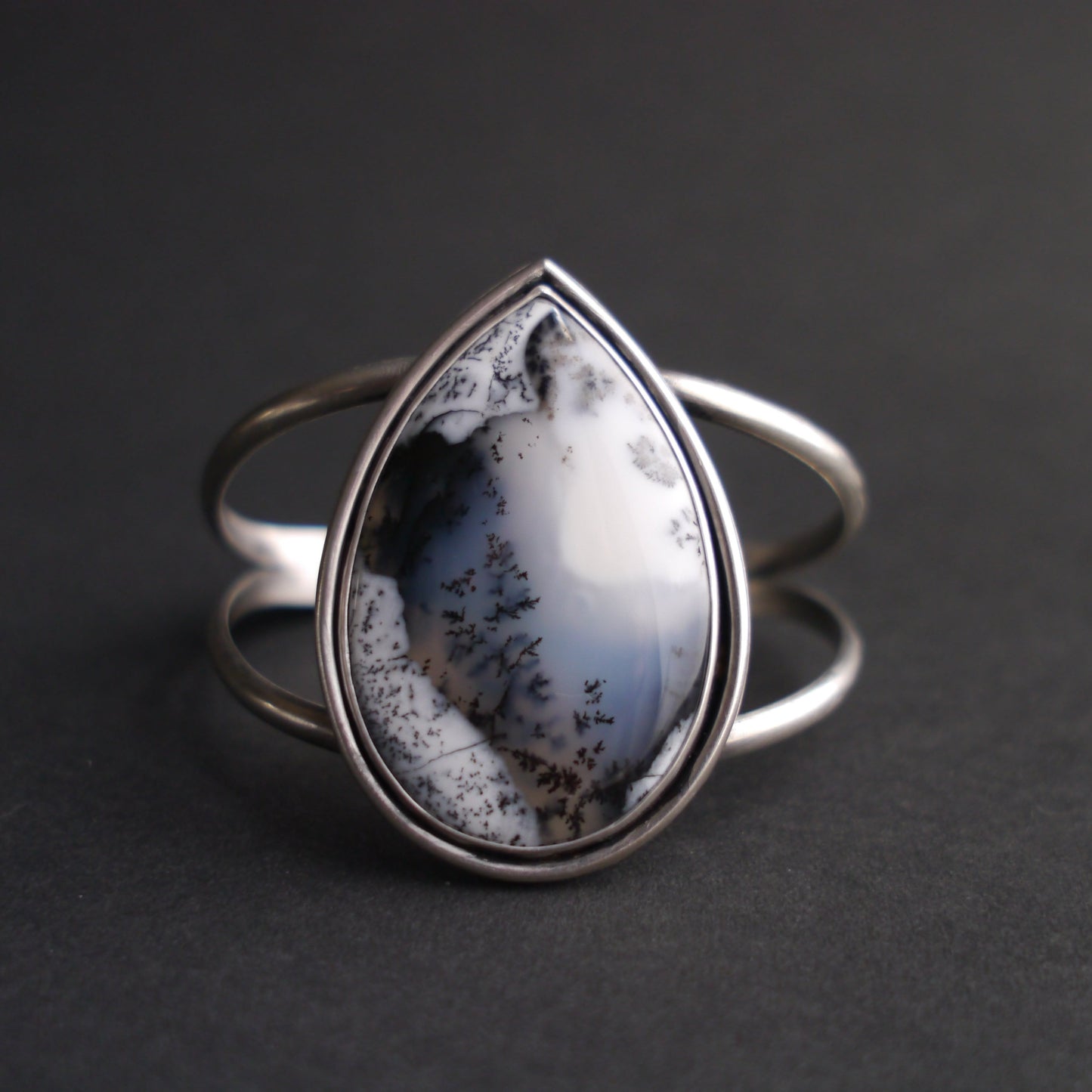 Serene Snowfall Dendritic Opal Cuff