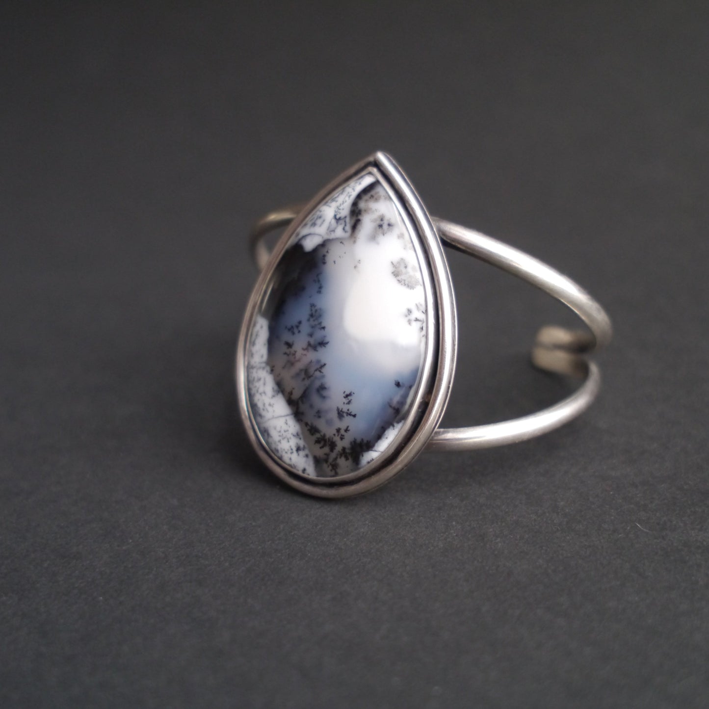Serene Snowfall Dendritic Opal Cuff