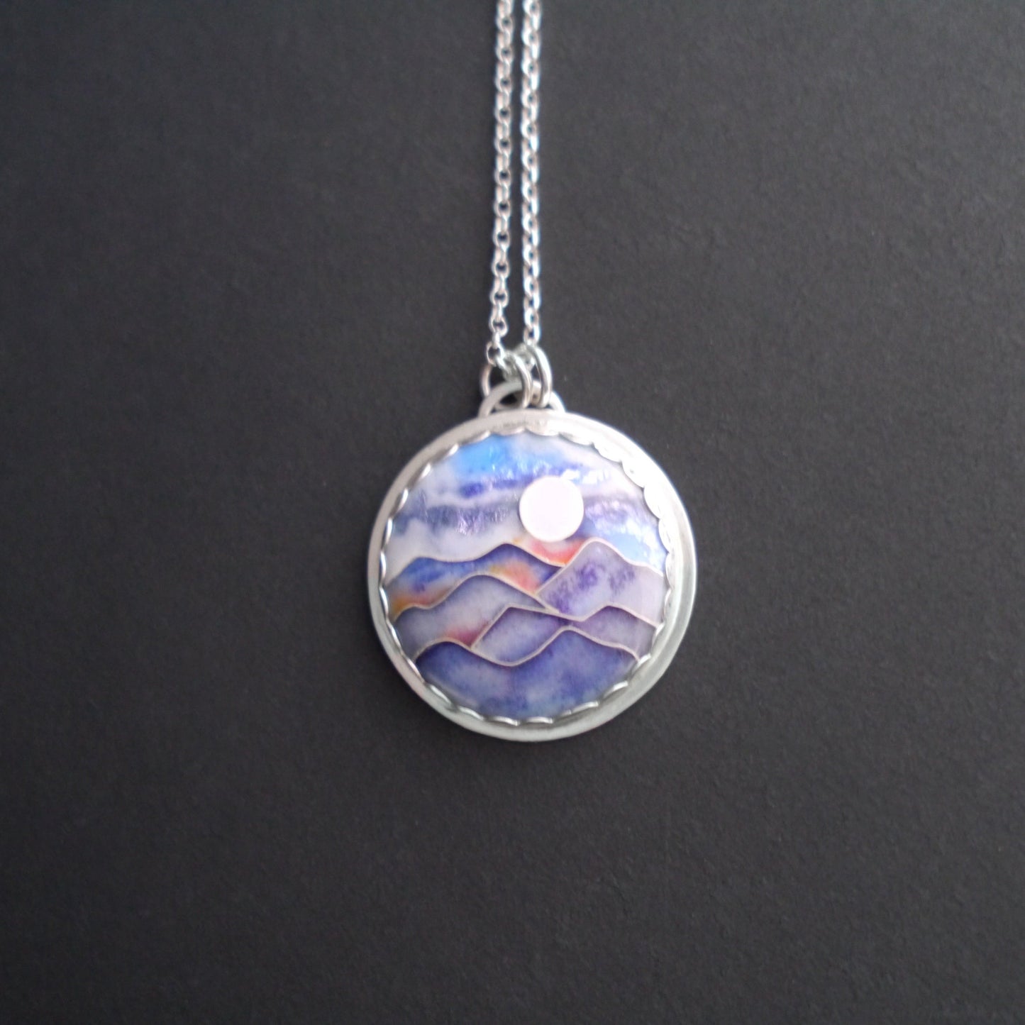 Blue Ridge Mountainscape Cloisonné Pendant