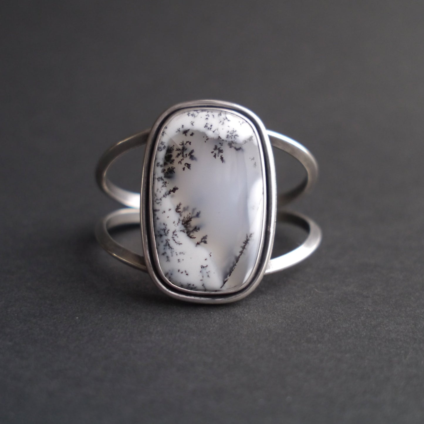 Serene Snowfall Dendritic Opal Cuff