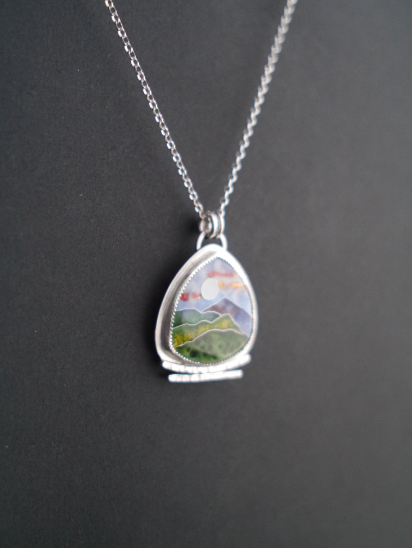 Blue Ridge Mountainscape Cloisonné Pendant