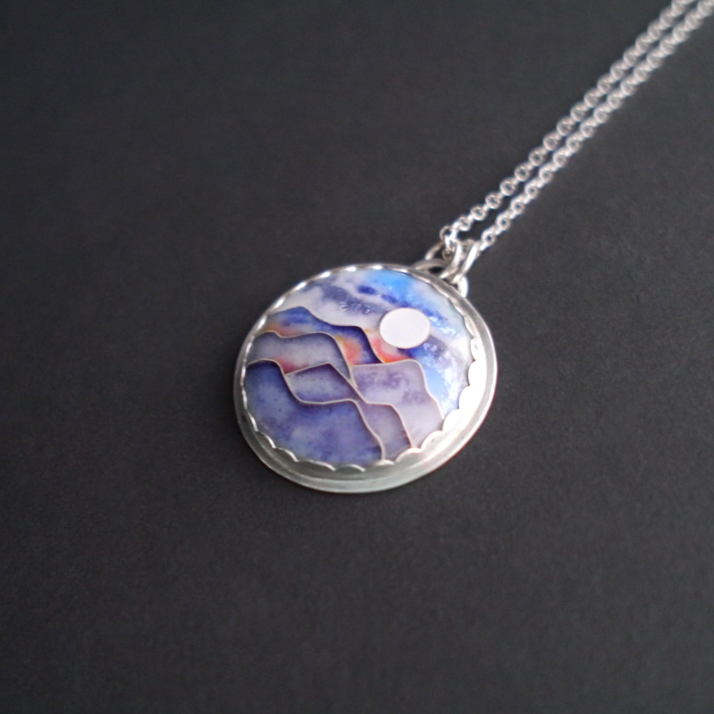 Blue Ridge Mountainscape Cloisonné Pendant