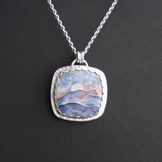 Blue Ridge Mountainscape Cloisonné Pendant