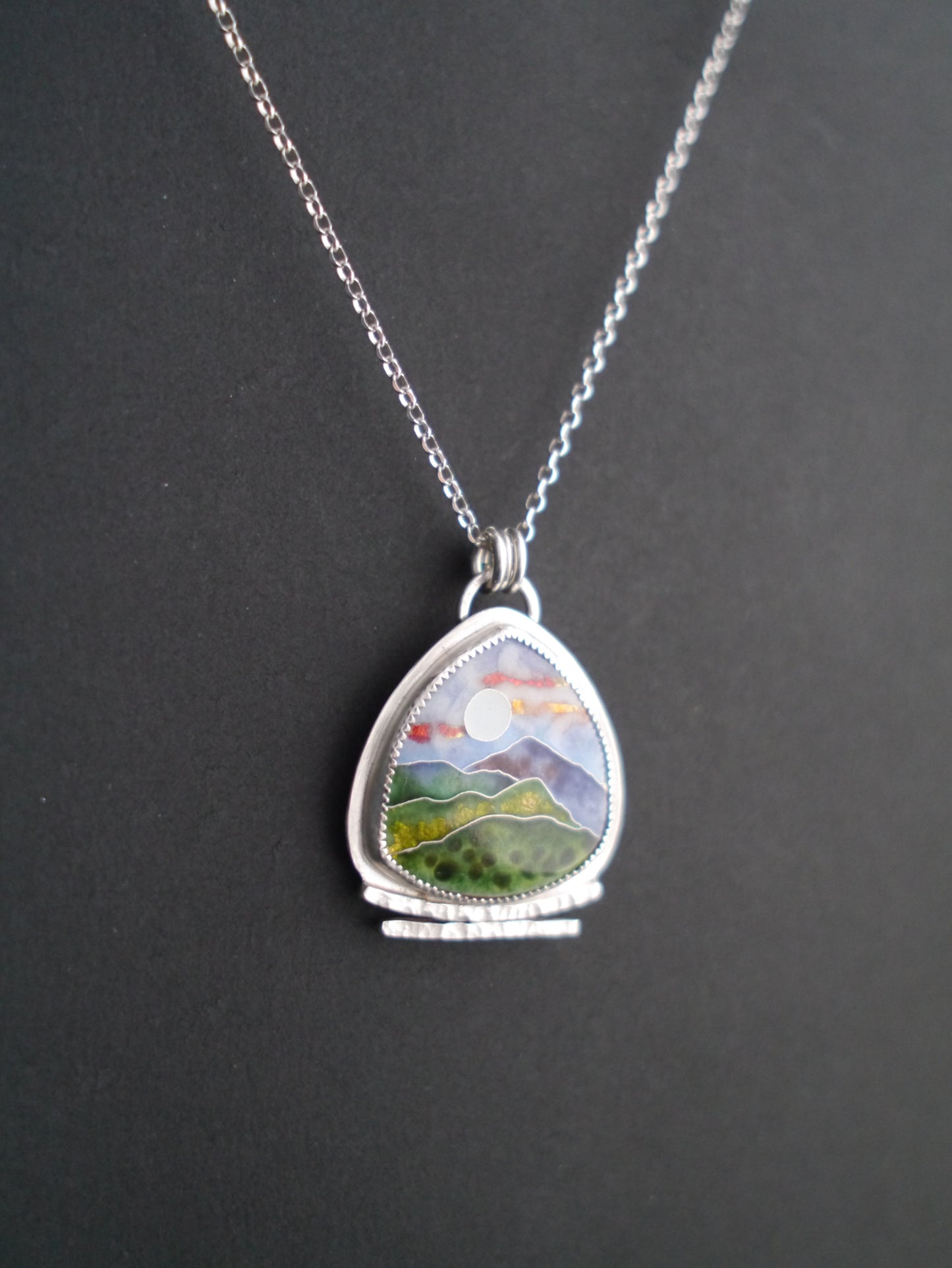 Blue Ridge Mountainscape Cloisonné Pendant