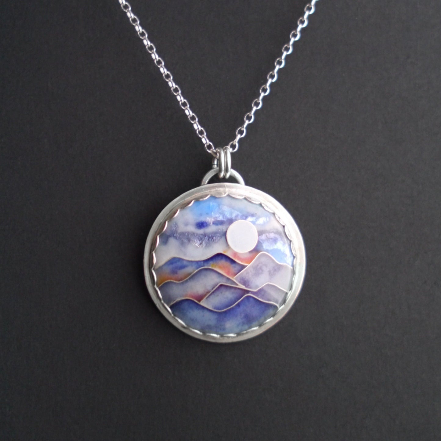 Blue Ridge Mountainscape Cloisonné Pendant
