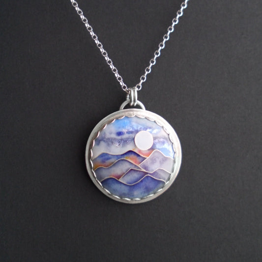 Blue Ridge Mountainscape Cloisonné Pendant