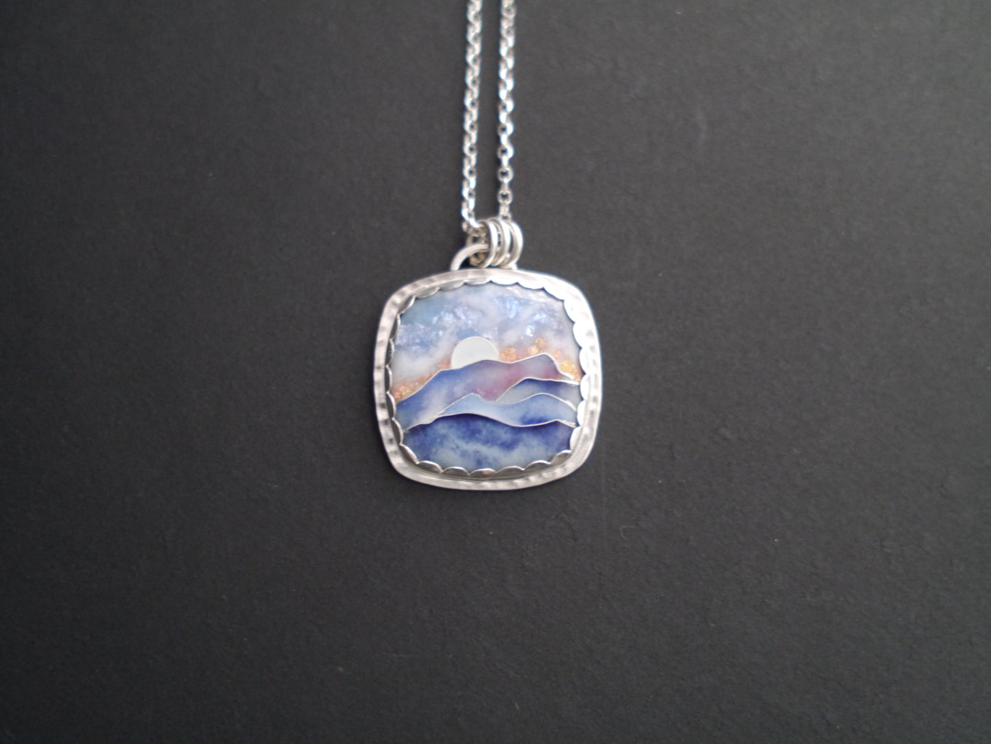 Blue Ridge Mountainscape Cloisonné Pendant