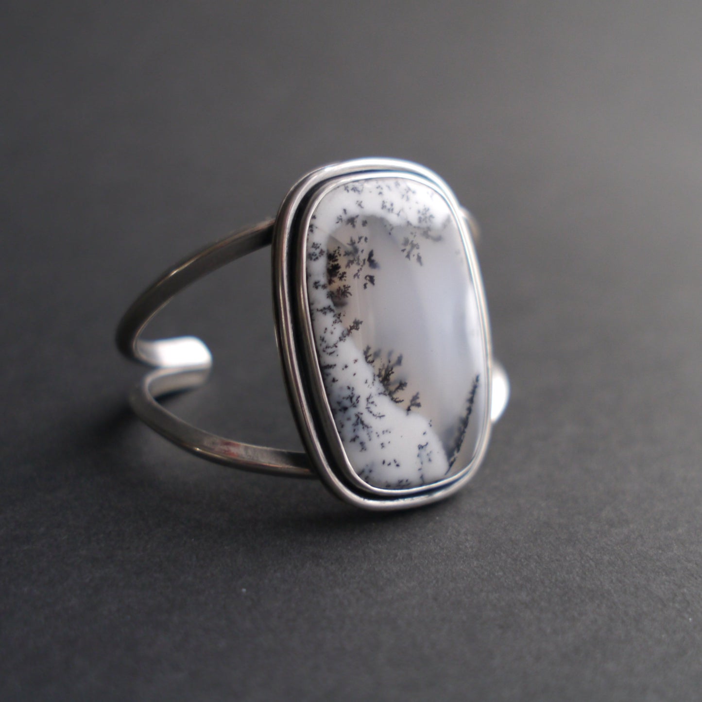 Serene Snowfall Dendritic Opal Cuff