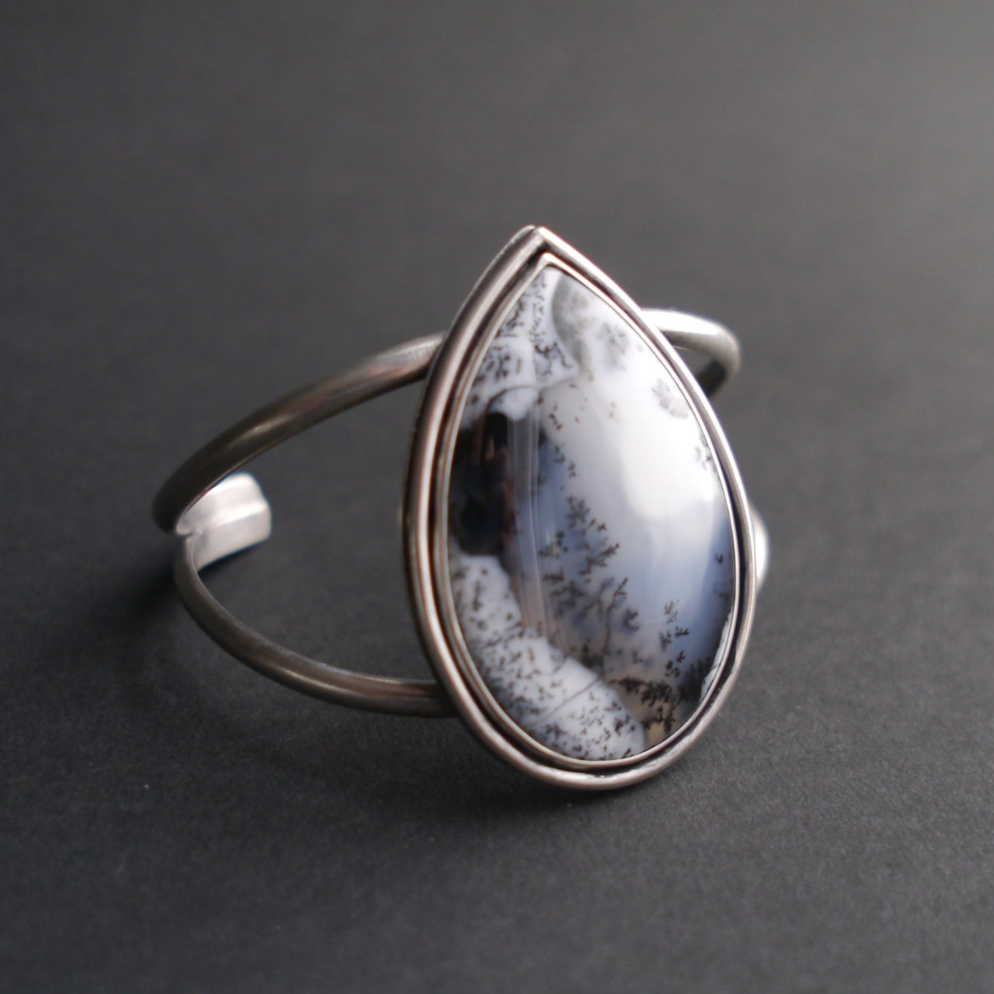 Serene Snowfall Dendritic Opal Cuff