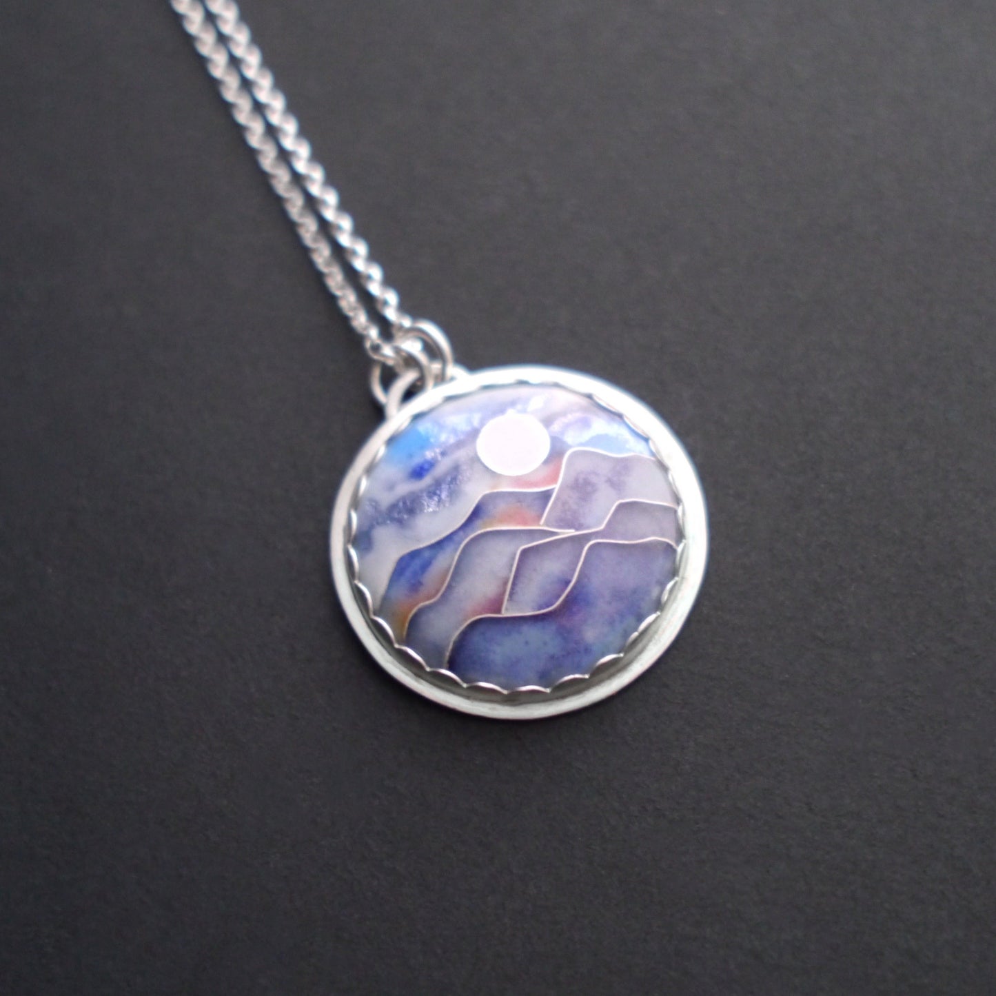 Blue Ridge Mountainscape Cloisonné Pendant
