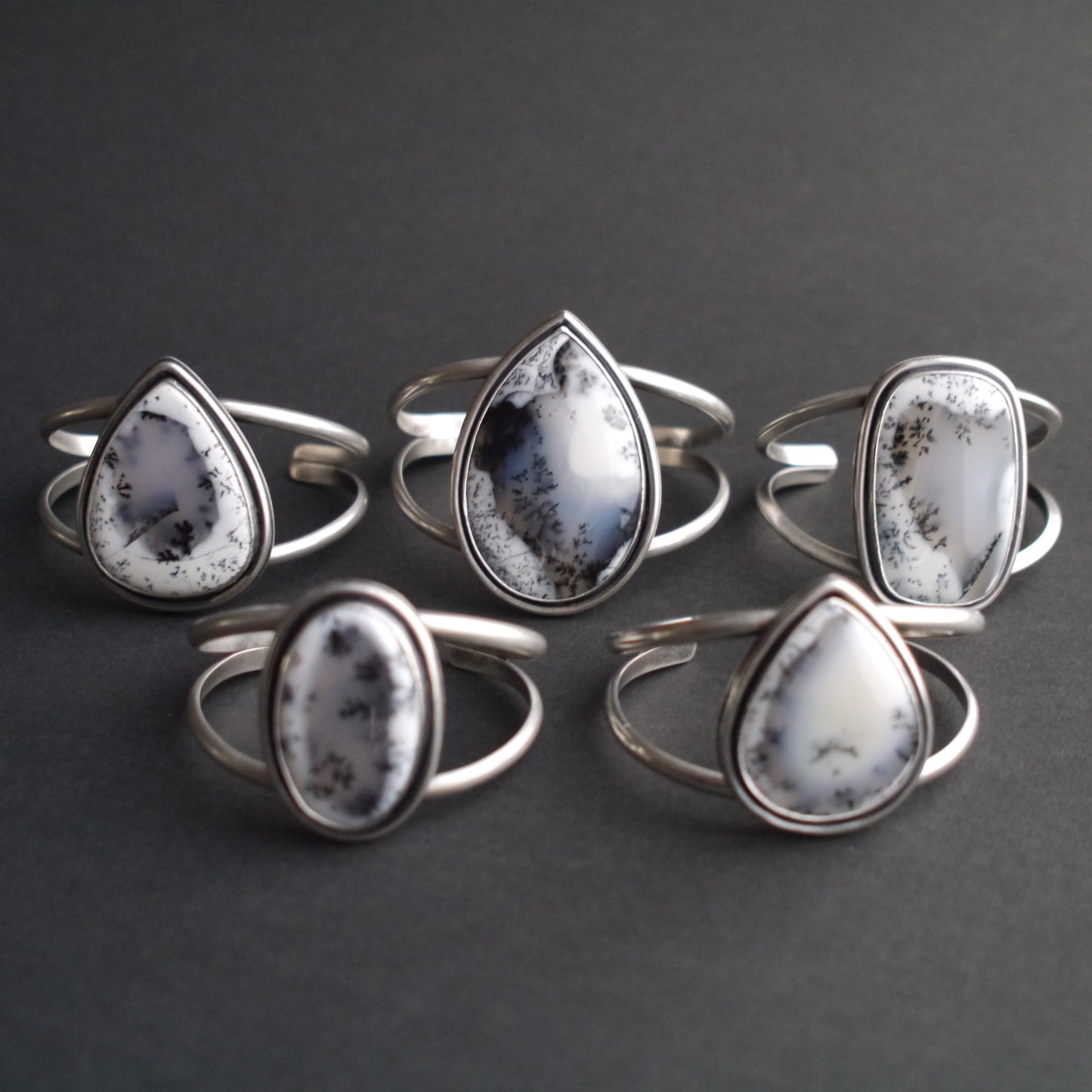 Serene Snowfall Dendritic Opal Cuff