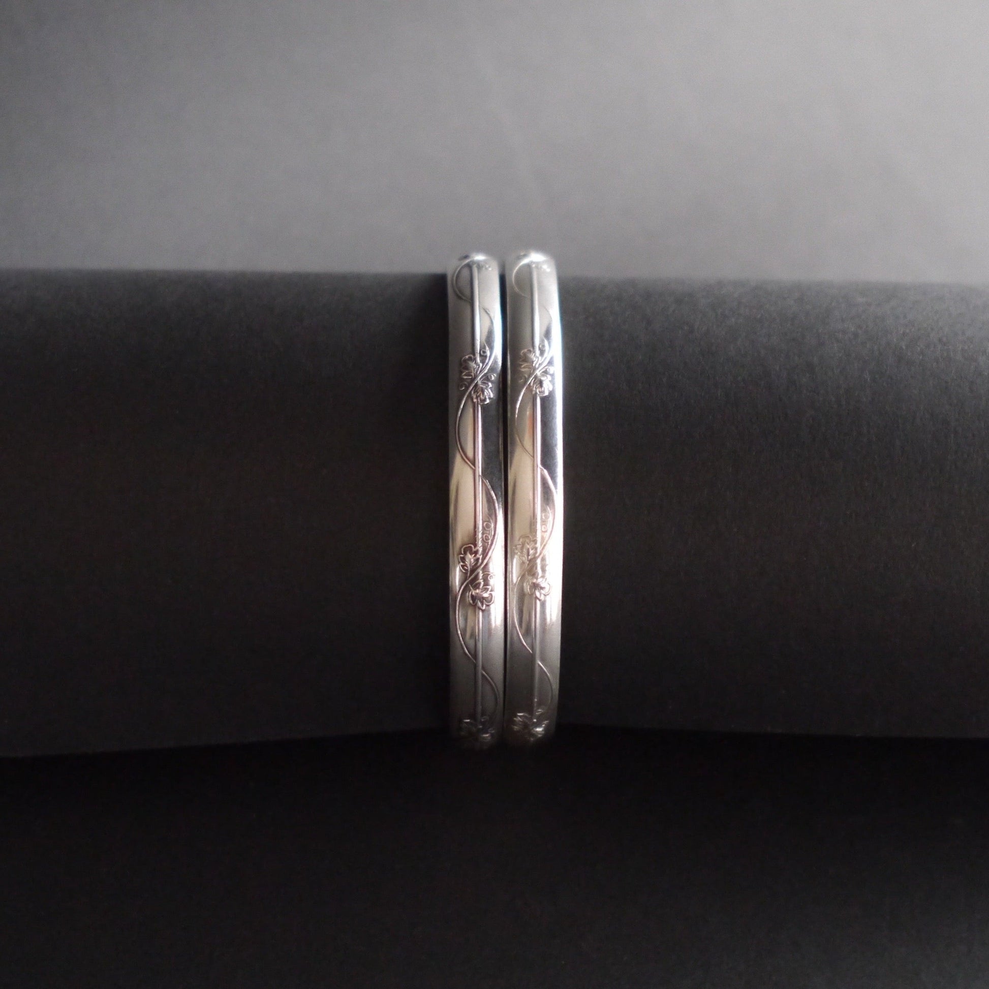 Floral Vine Comfort Cuff in 6mm wide Sterling Sliver