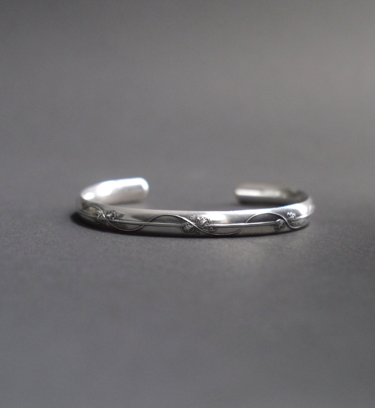 Floral Vine Comfort Cuff in 6mm Sterling Sliver