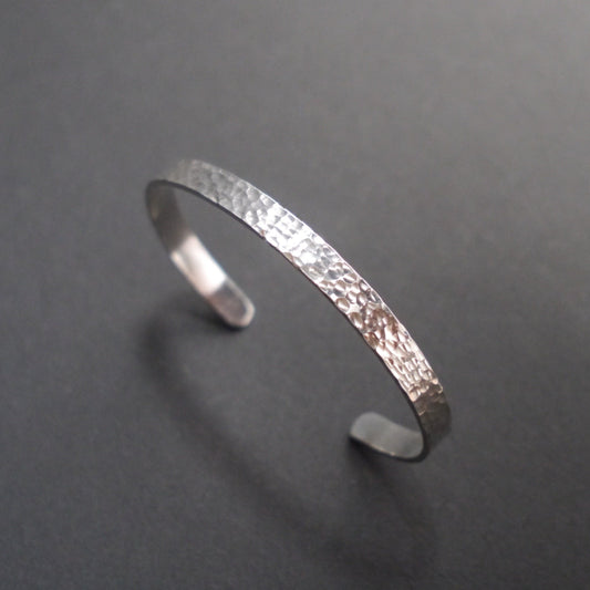 Hammered Texture Cuff in 6mm Sterling Silver