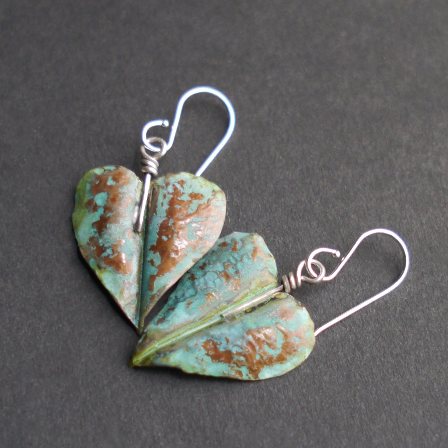 Verdigris Leaf Fold-formed Earrings