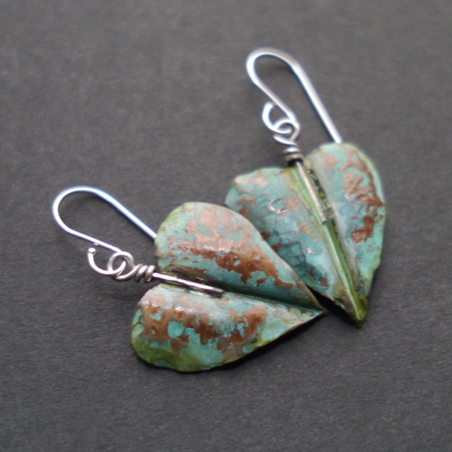 Verdigris Leaf Fold-formed Earrings