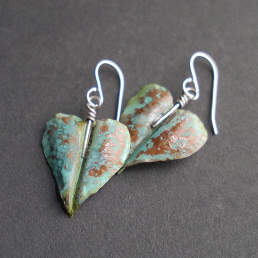 Verdigris Leaf Fold-formed Earrings