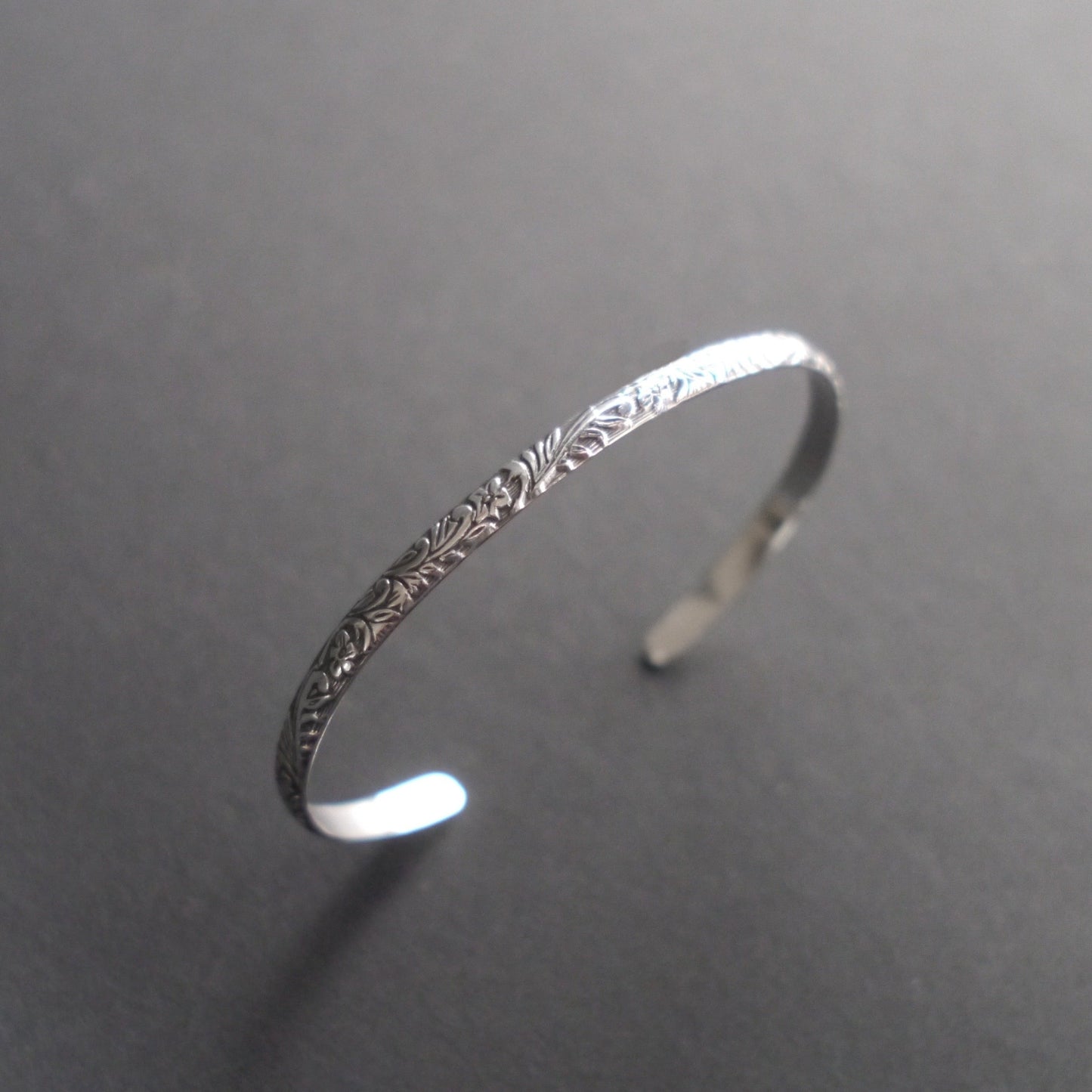 Floral Vine Cuff in 4mm Sterling Silver