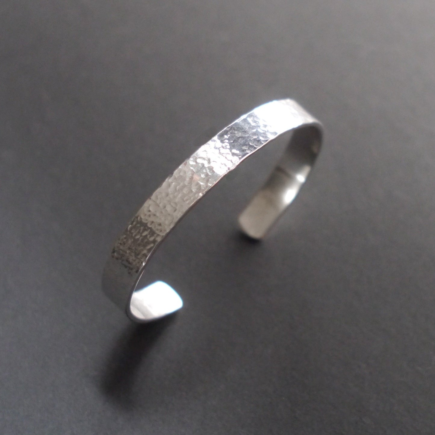Hammered Texture Cuff in 8mm Sterling Silver
