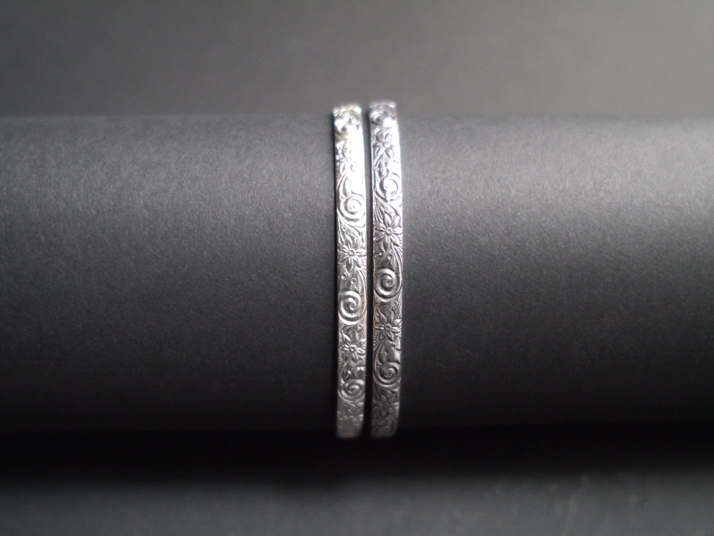Floral Vine Pattern Cuff in 5mm Sterling Silver