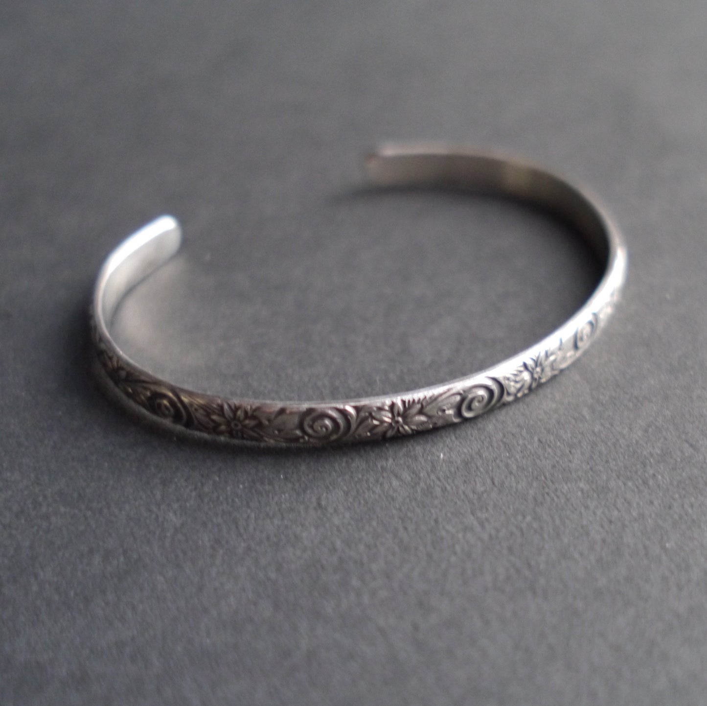 Floral Vine Pattern Cuff in 5mm Sterling Silver