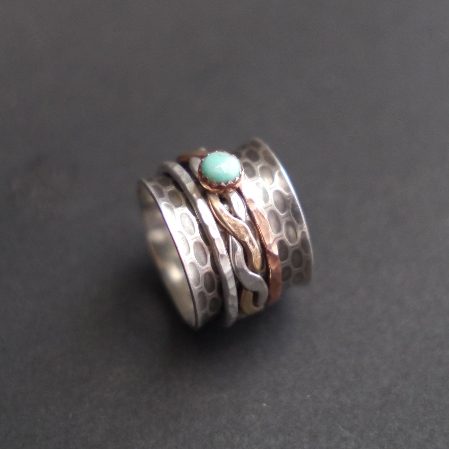 Turquoise Spinner Ring - Meditation Ring - Worry Ring - Size 7