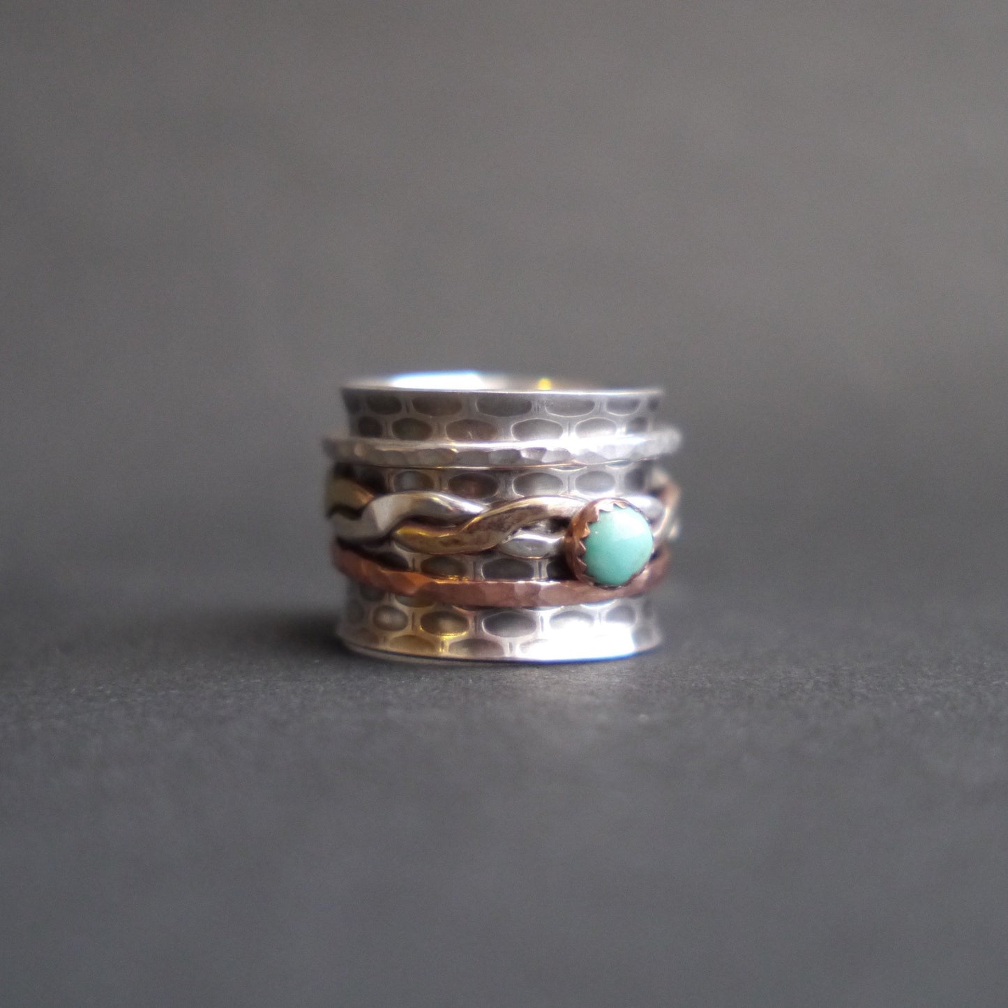 Turquoise Spinner Ring - Meditation Ring - Worry Ring - Size 7