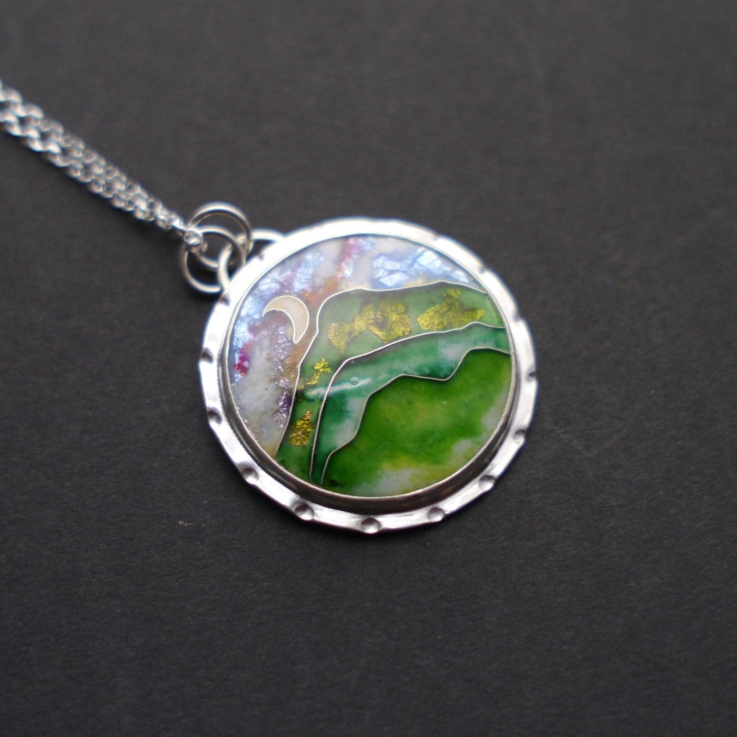 Blue Ridge Mountainscape Cloisonné Pendant