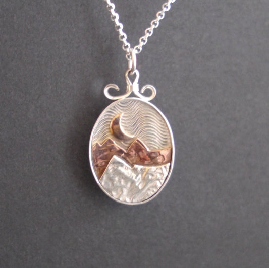 Blue Ridge Mountain Moonlight Shadowbox Pendant