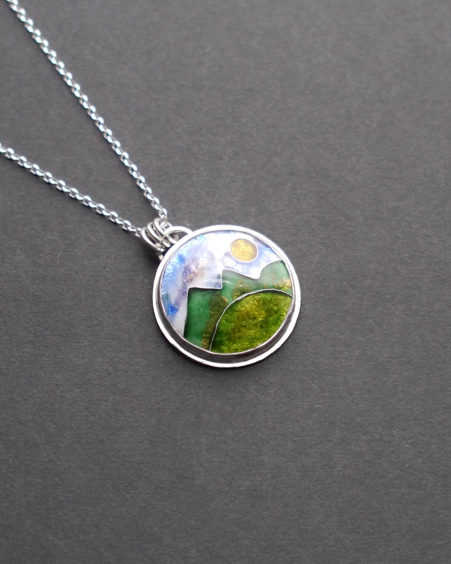 Blue Ridge Mountainscape Cloisonné Pendant