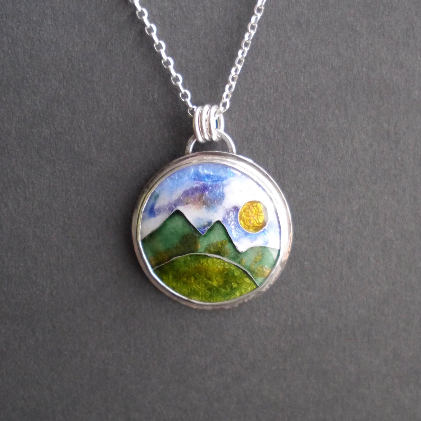 Blue Ridge Mountainscape Cloisonné Pendant