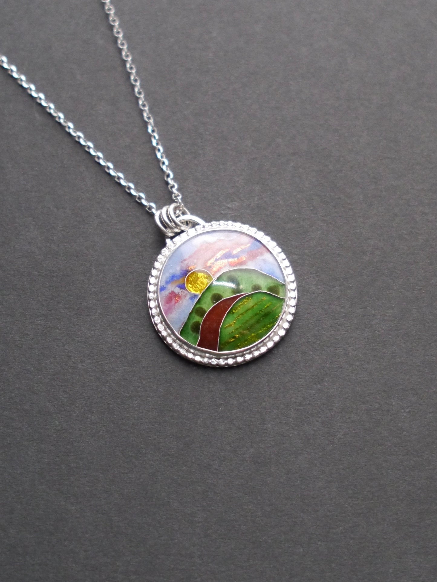Blue Ridge Mountainscape Cloisonné Pendant