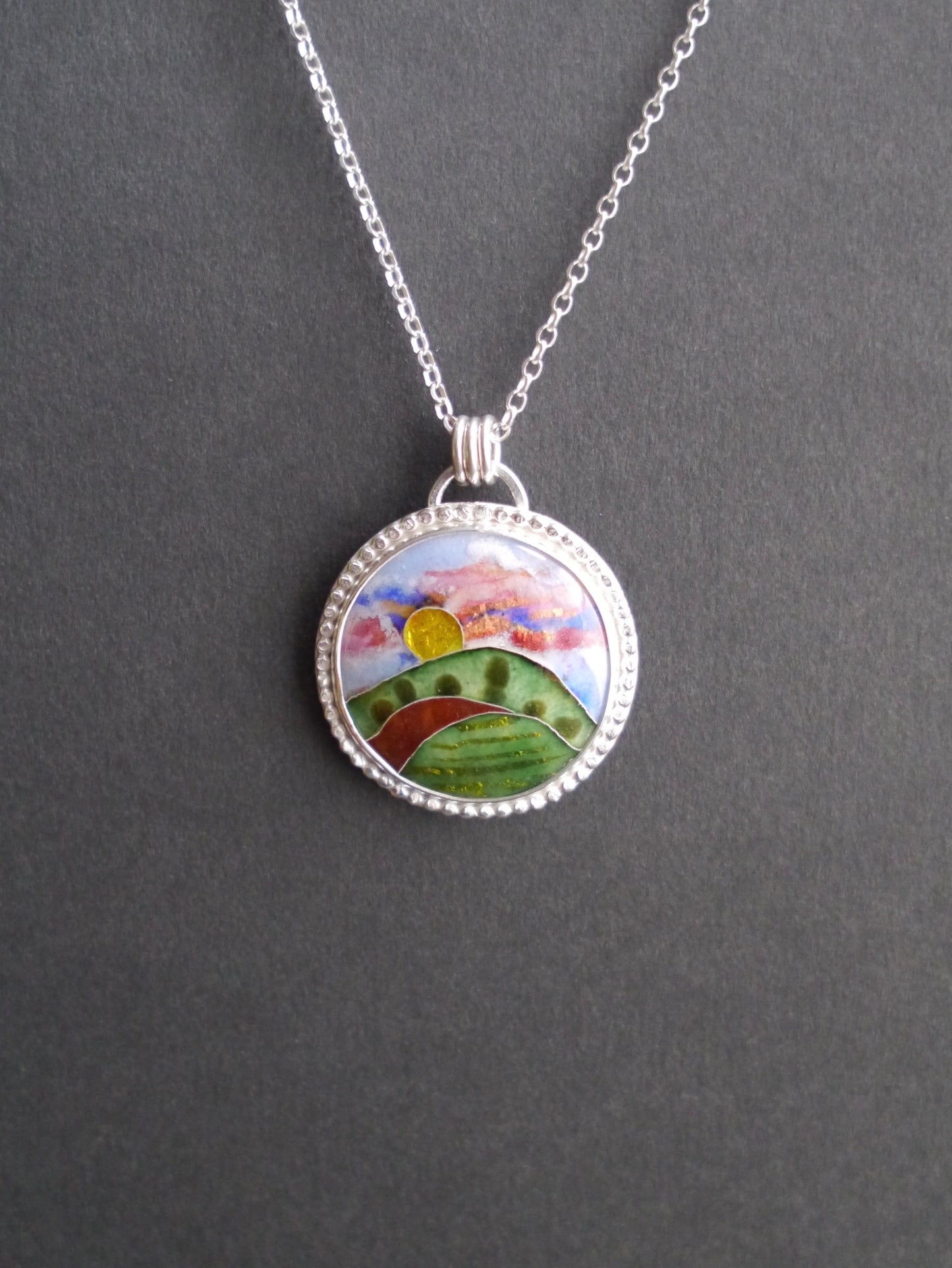 Blue Ridge Mountainscape Cloisonné Pendant