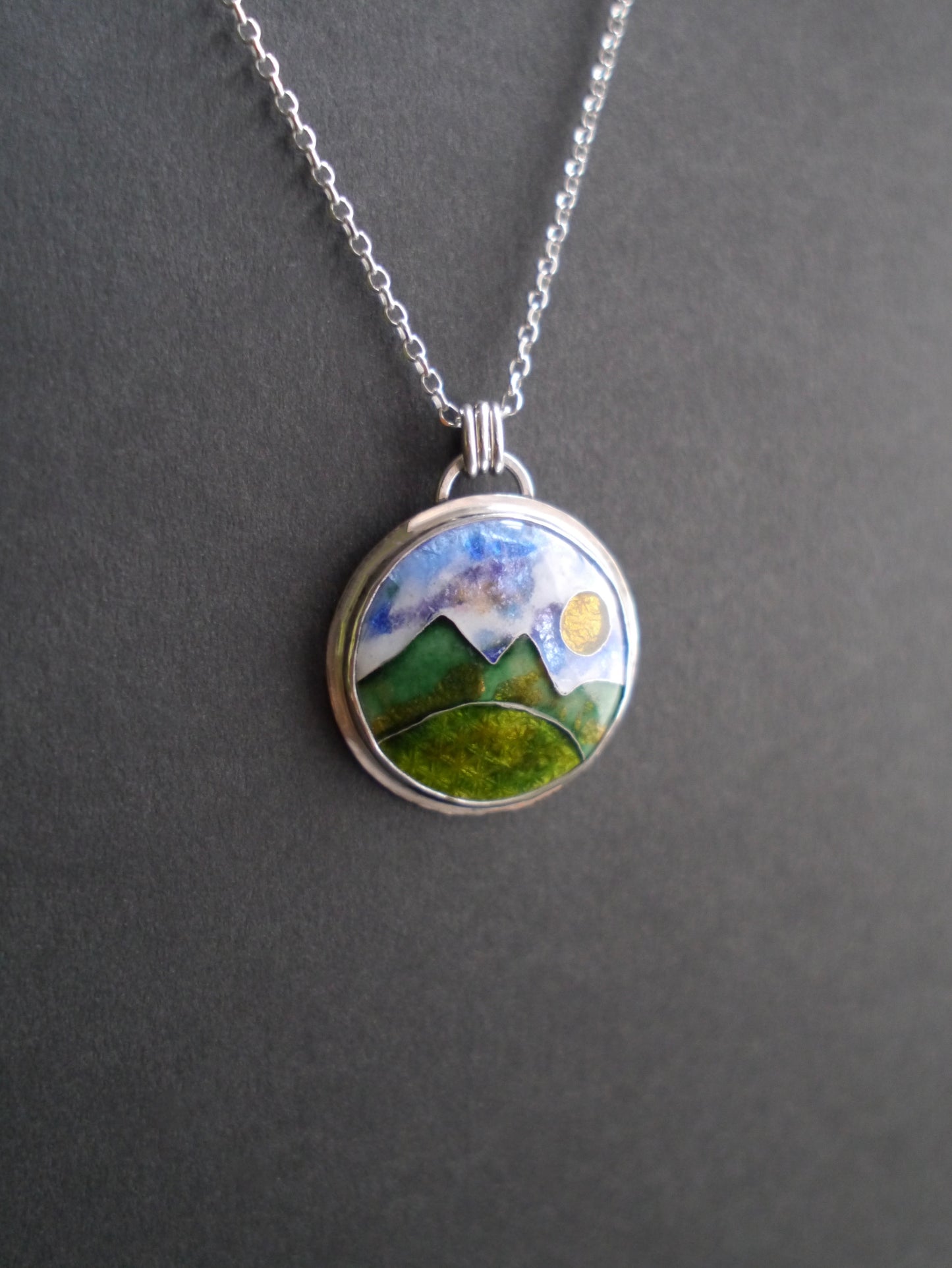 Blue Ridge Mountainscape Cloisonné Pendant