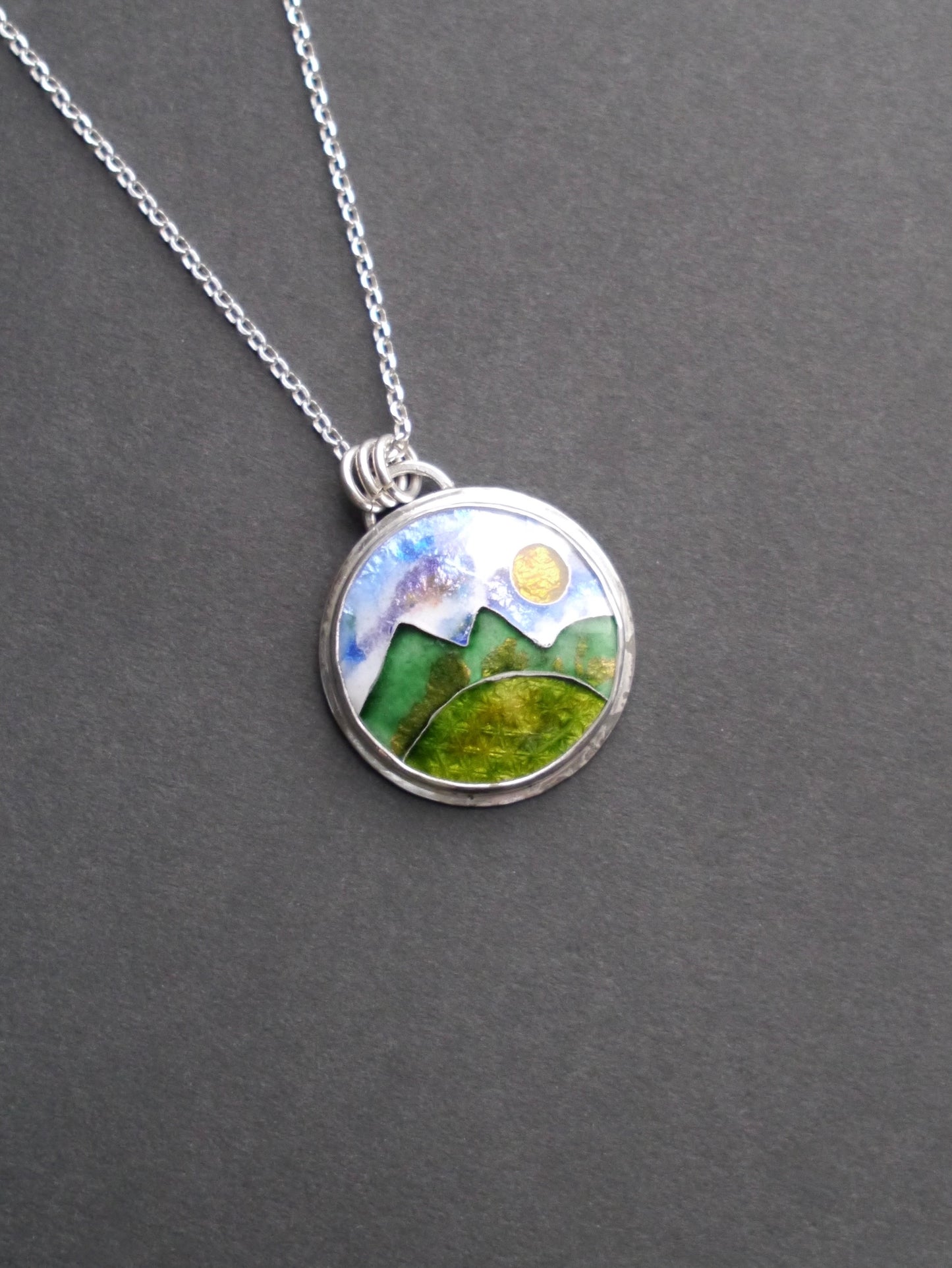 Blue Ridge Mountainscape Cloisonné Pendant