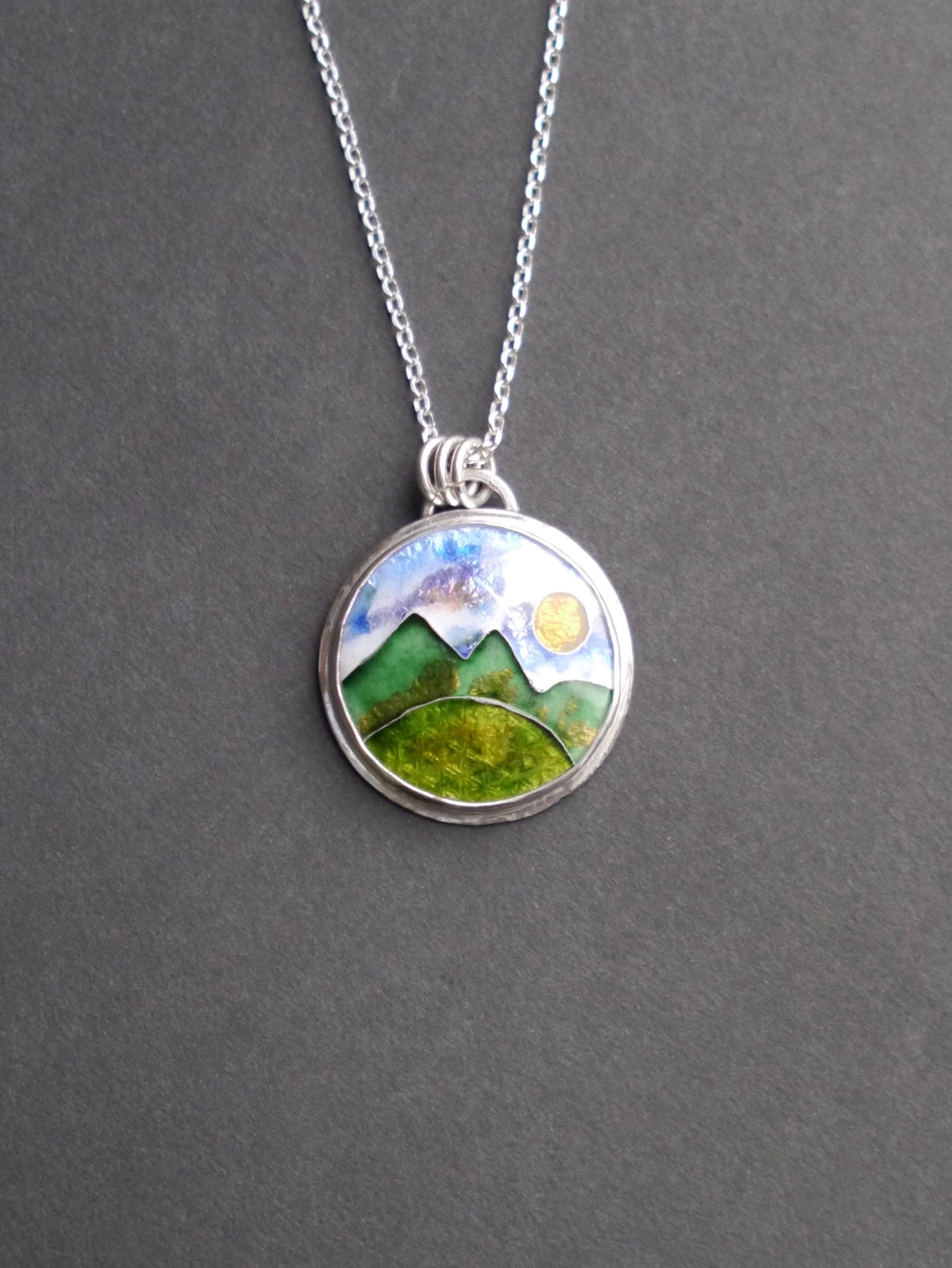 Blue Ridge Mountainscape Cloisonné Pendant