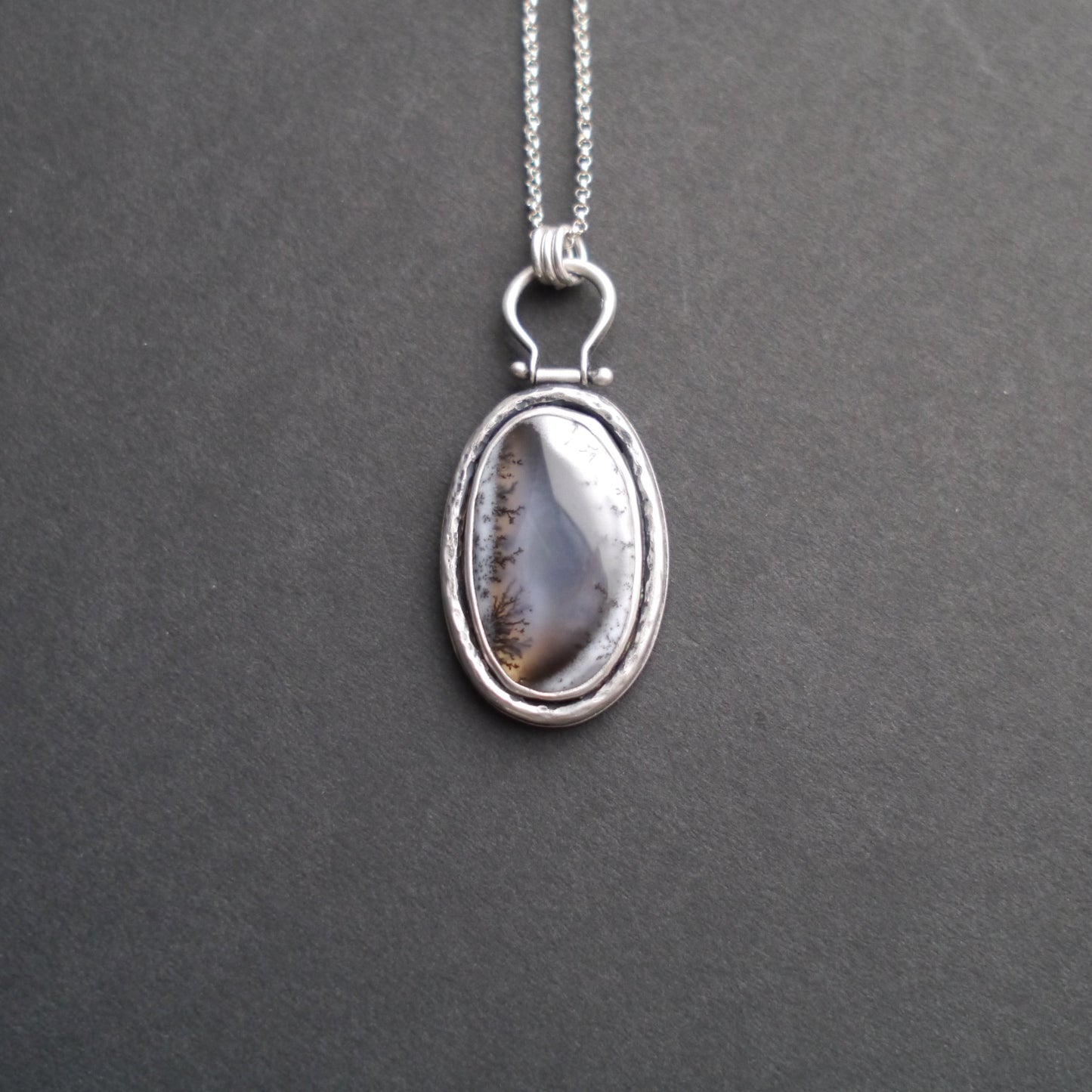 Serene Snowfall Dendritic Opal Pendant