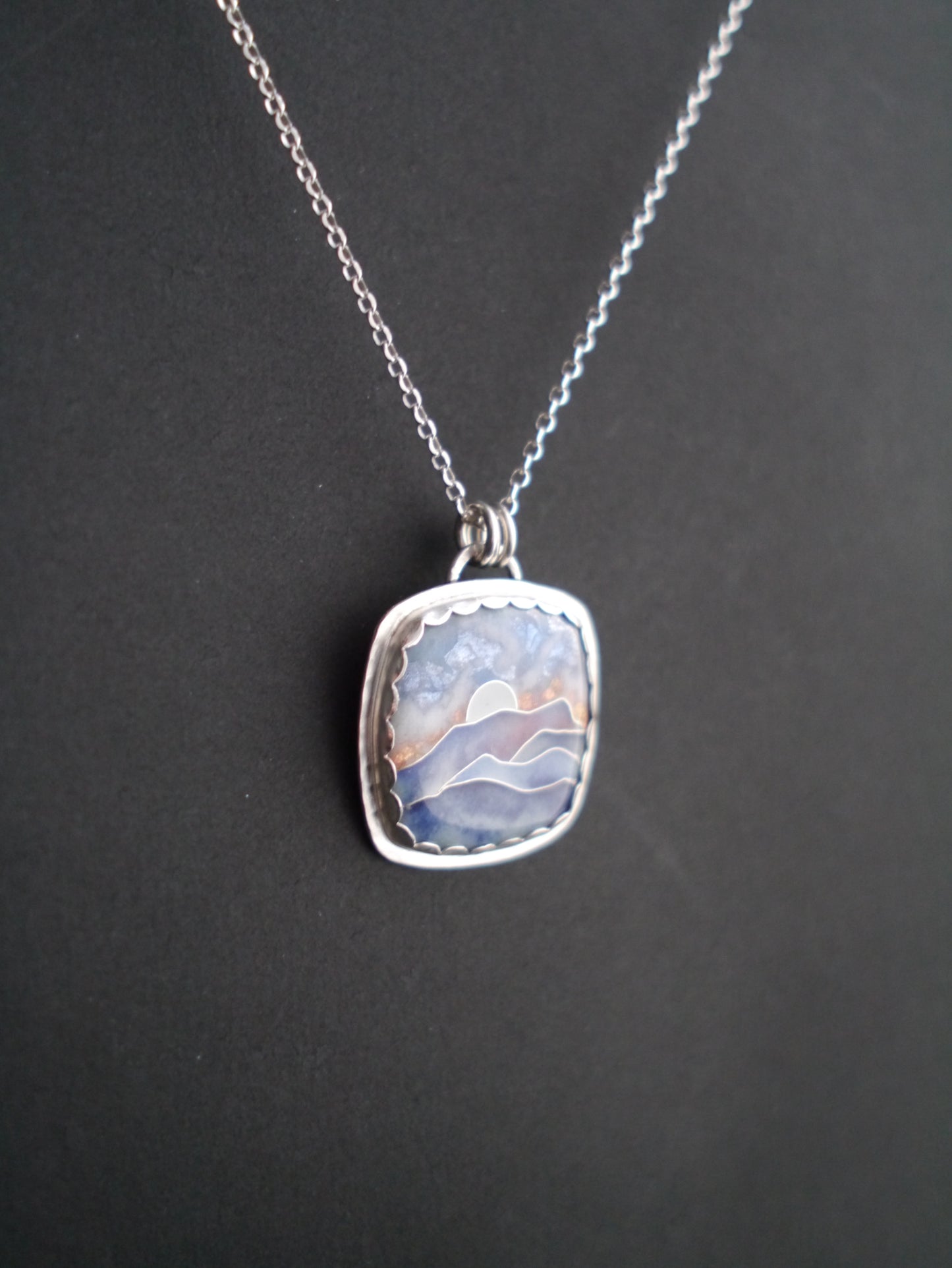 Blue Ridge Mountainscape Cloisonné Pendant