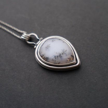 Serene Snowfall Dendritic Opal Pendant