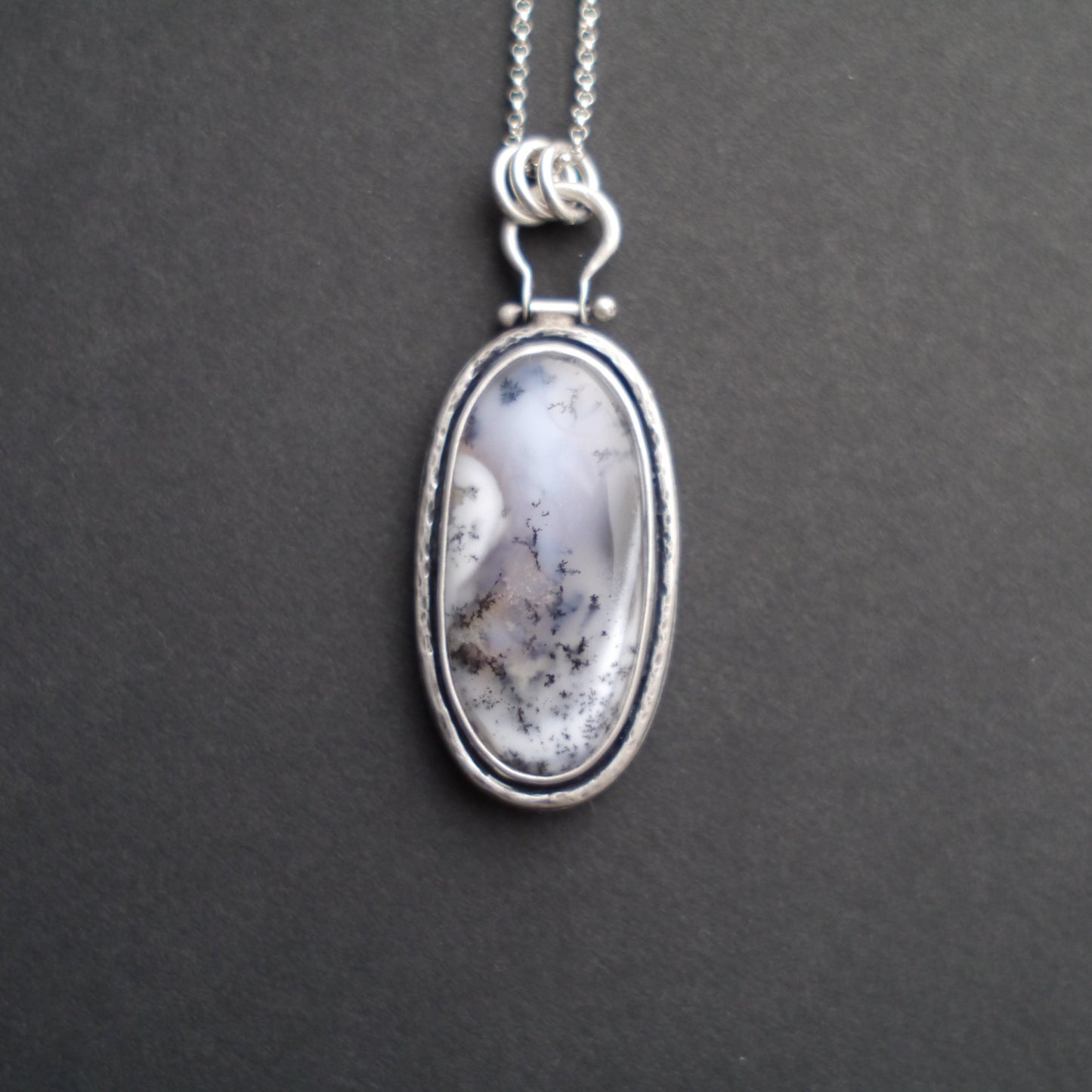 Serene Snowfall Dendritic Opal Pendant