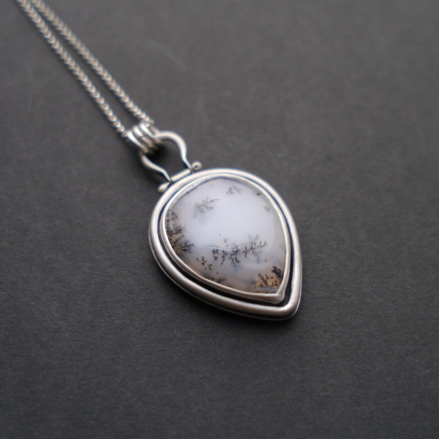 Serene Snowfall Dendritic Opal Pendant