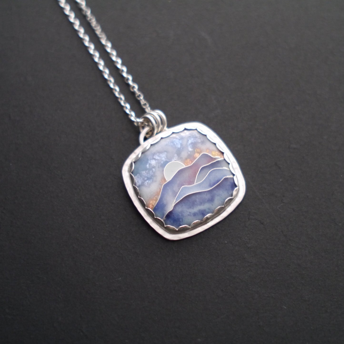 Blue Ridge Mountainscape Cloisonné Pendant