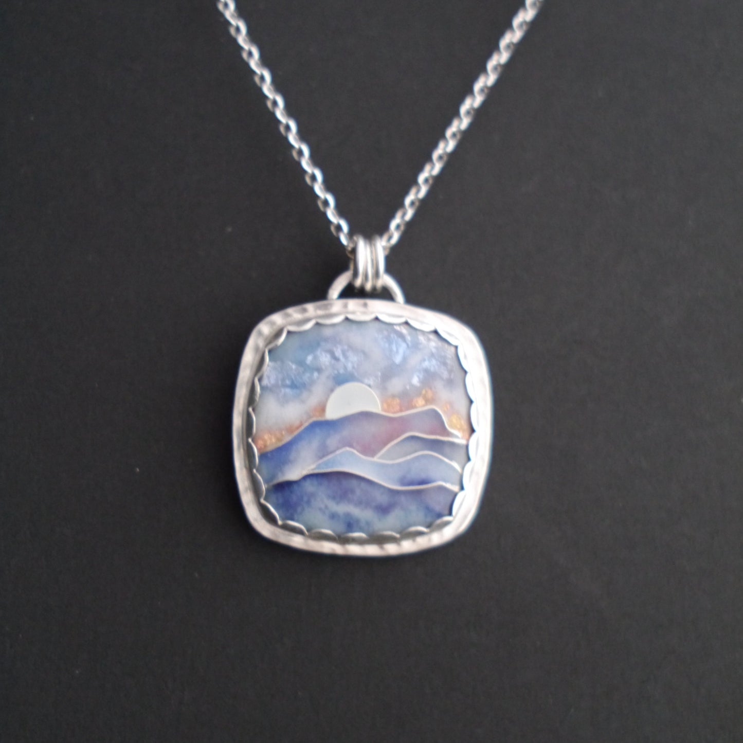 Blue Ridge Mountainscape Cloisonné Pendant