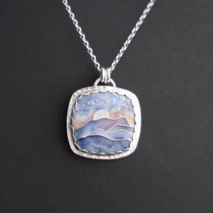 Blue Ridge Mountainscape Cloisonné Pendant