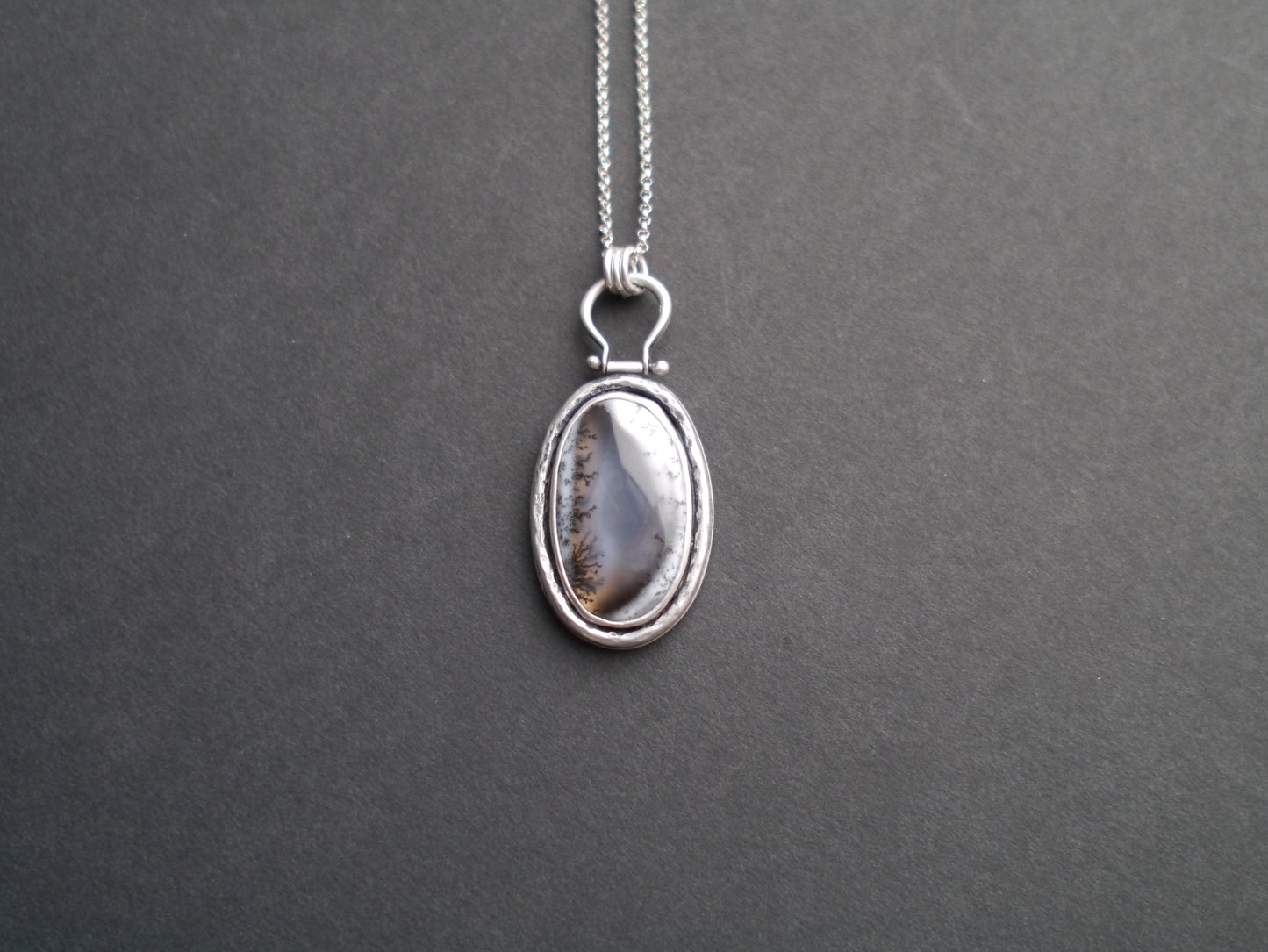 Serene Snowfall Dendritic Opal Pendant