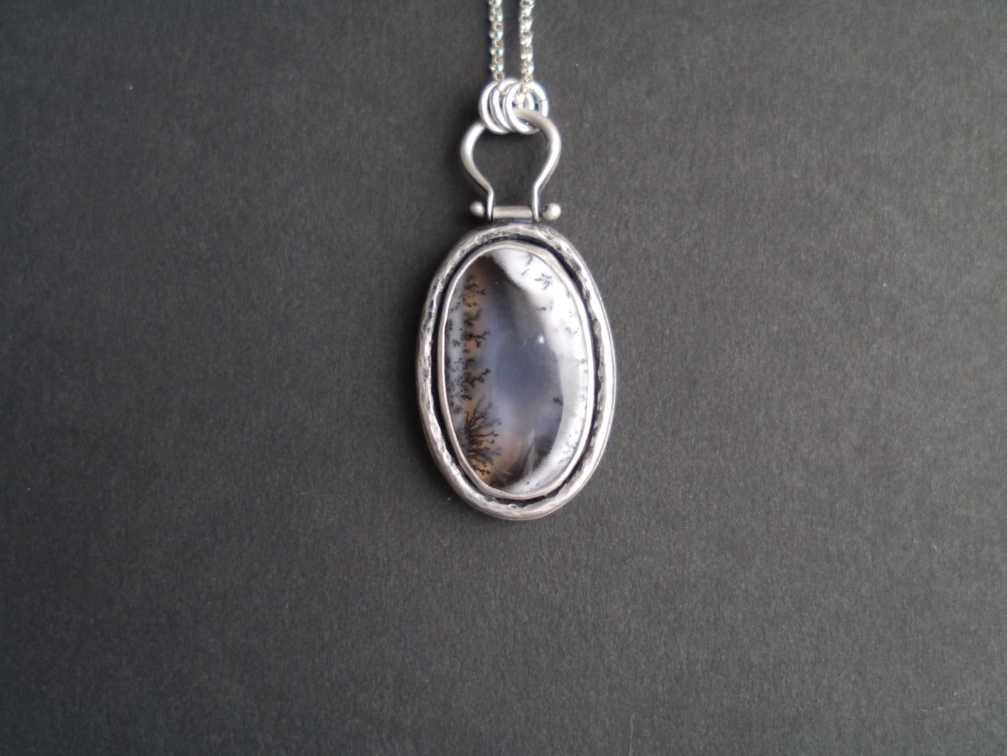 Serene Snowfall Dendritic Opal Pendant