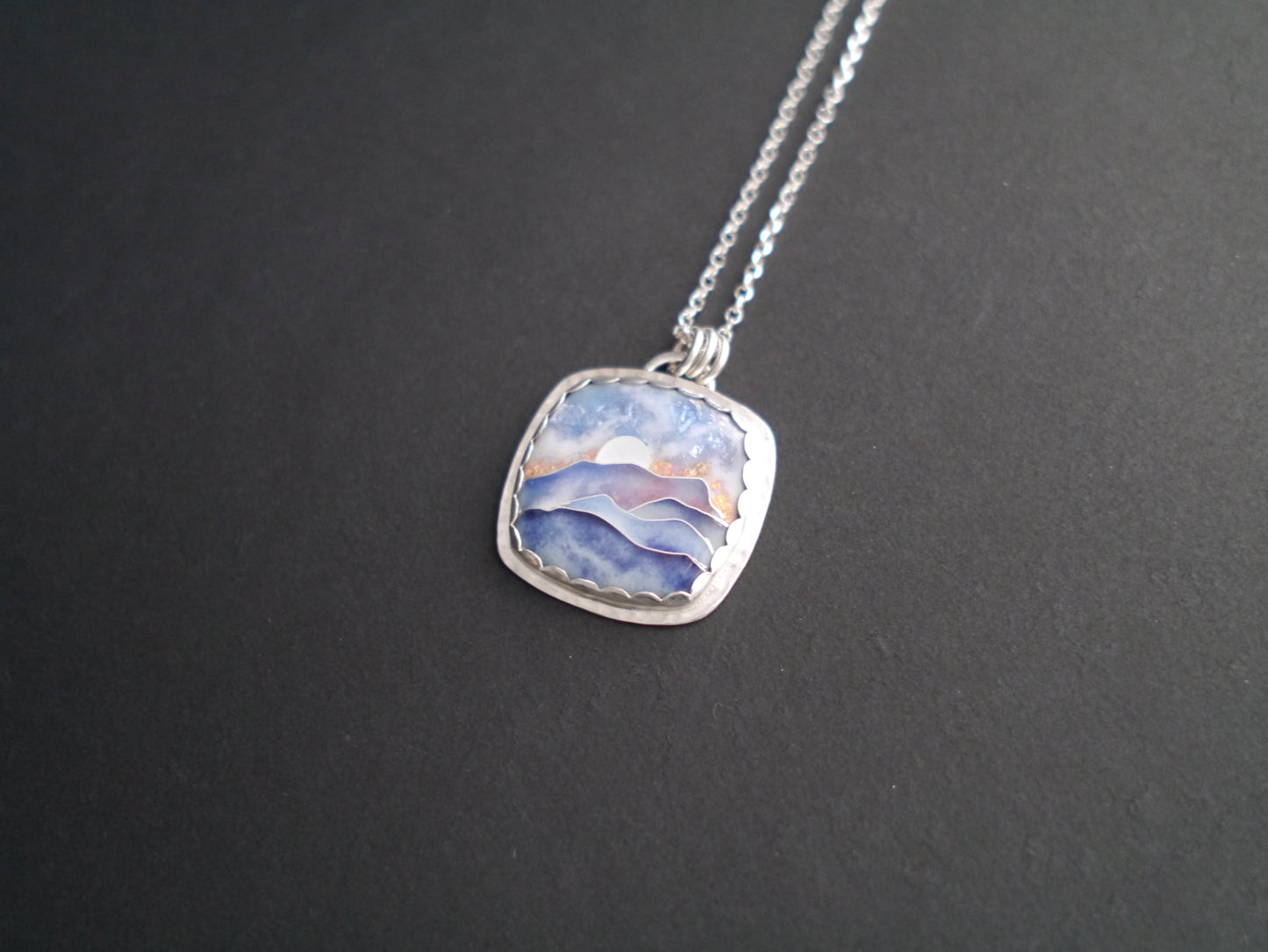 Blue Ridge Mountainscape Cloisonné Pendant