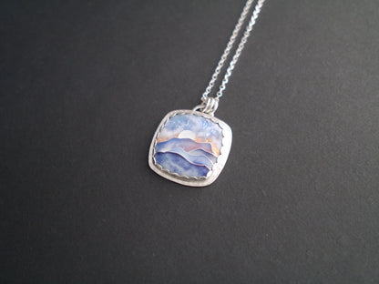 Blue Ridge Mountainscape Cloisonné Pendant