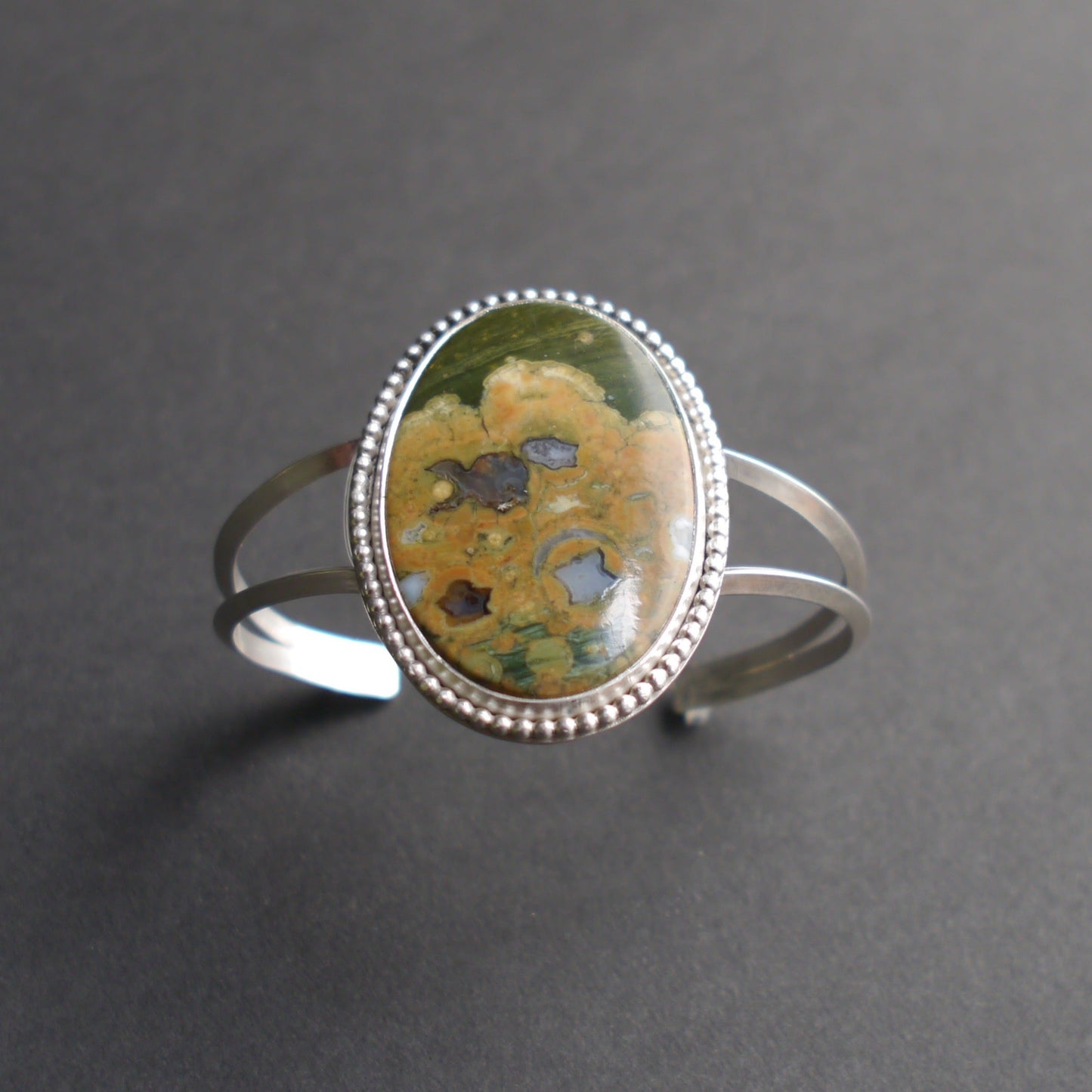 Rainforest Jasper Statement Cuff in Sterling Silver